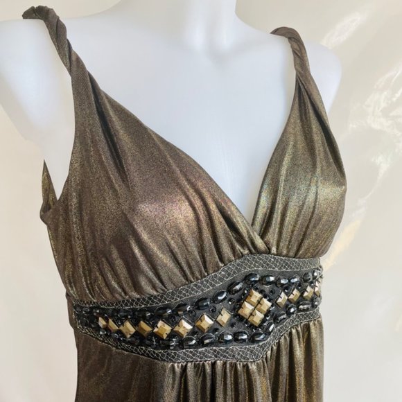 Studio Y Bronze Metallic Mini Dress Size Large - Picture 5 of 13